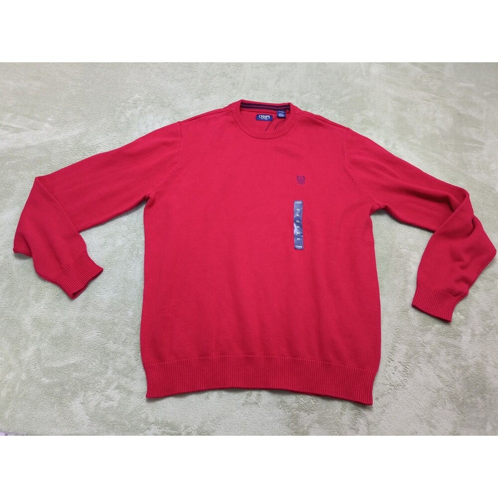 Chaps Sweater Chaps Red Long Sleeve Knit Sweater Size XL  New